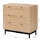 Baxton Studio Cherelle Mid-Century Modern Light Brown and Black 3-Drawer Storage Cabinet 238-13333-ZORO - alternate 4